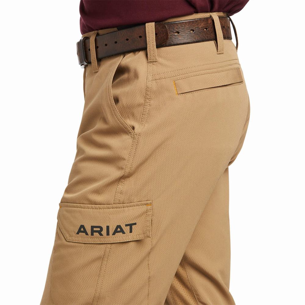 Khaki Men's Ariat Rebar M5 Flow Ultralight Leg Pants | 2590-IZPCS