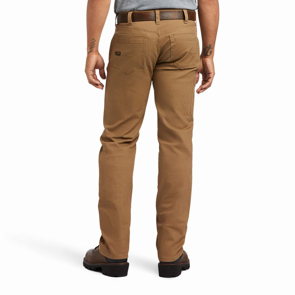 Khaki Men's Ariat Rebar M7 DuraStretch Made Tough Pants | 2039-GQFJO