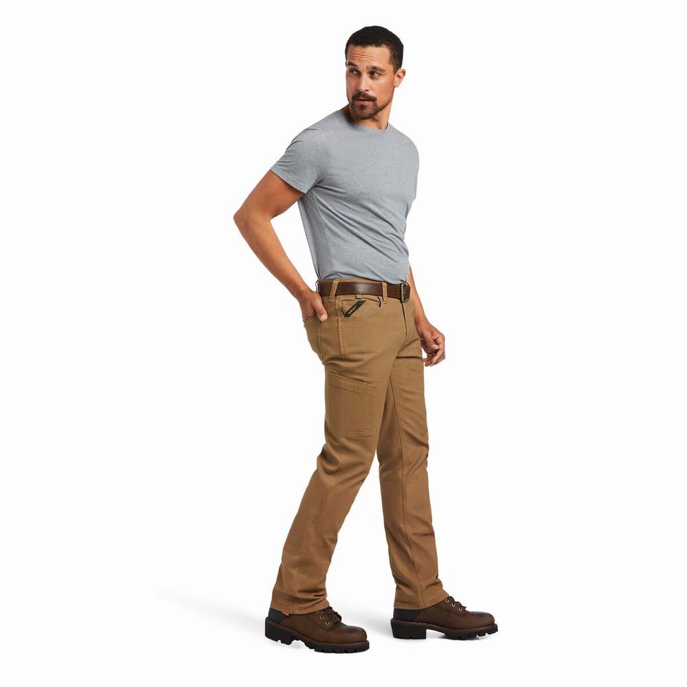 Khaki Men's Ariat Rebar M7 DuraStretch Made Tough Pants | 2039-GQFJO