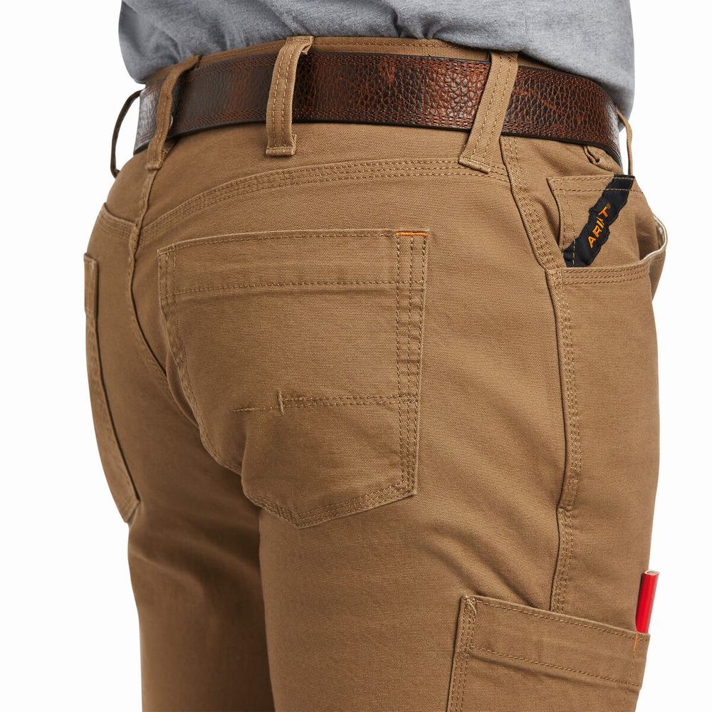 Khaki Men's Ariat Rebar M7 DuraStretch Made Tough Pants | 2039-GQFJO