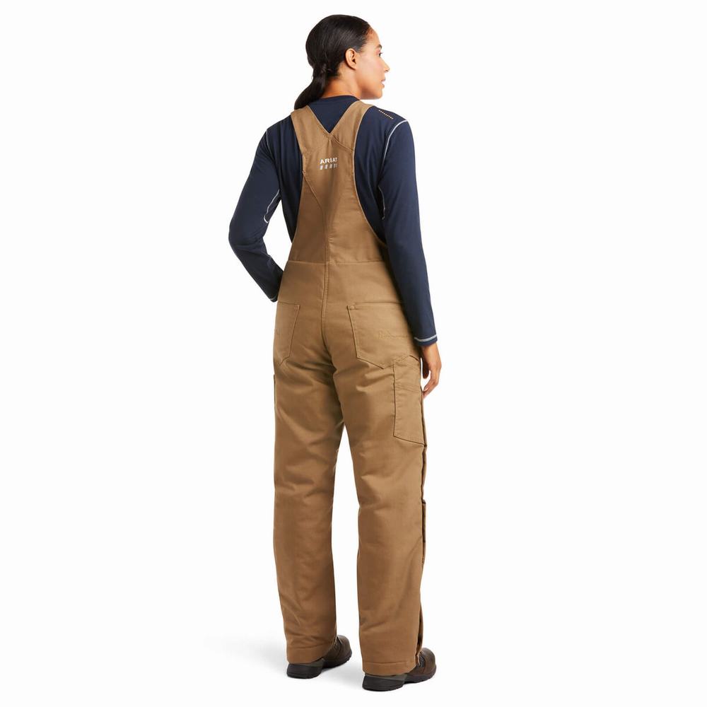 Khaki Women's Ariat Rebar DuraCanvas Stretch Insulated Pants | 5732-HRDGK