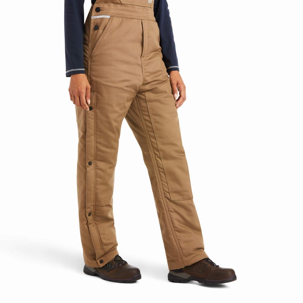 Khaki Women's Ariat Rebar DuraCanvas Stretch Insulated Pants | 5732-HRDGK