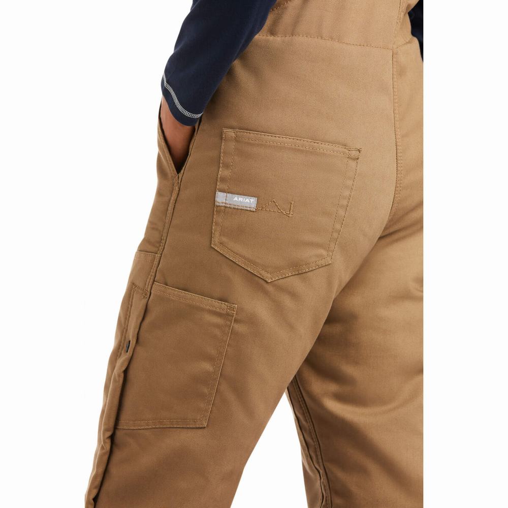 Khaki Women's Ariat Rebar DuraCanvas Stretch Insulated Pants | 5732-HRDGK