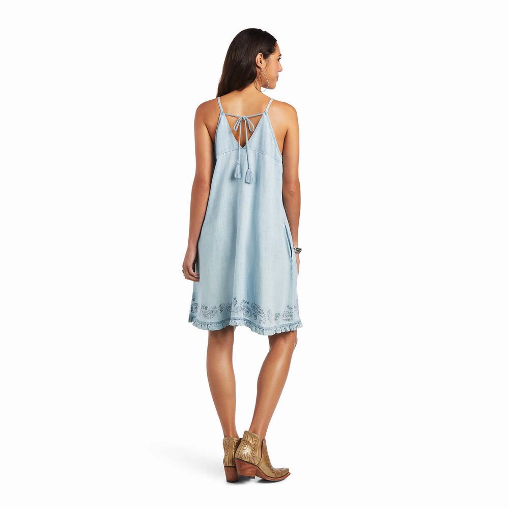 Light Blue Women's Ariat Meadow Dress | 2749-CDNEK