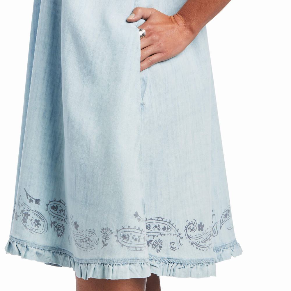 Light Blue Women's Ariat Meadow Dress | 2749-CDNEK