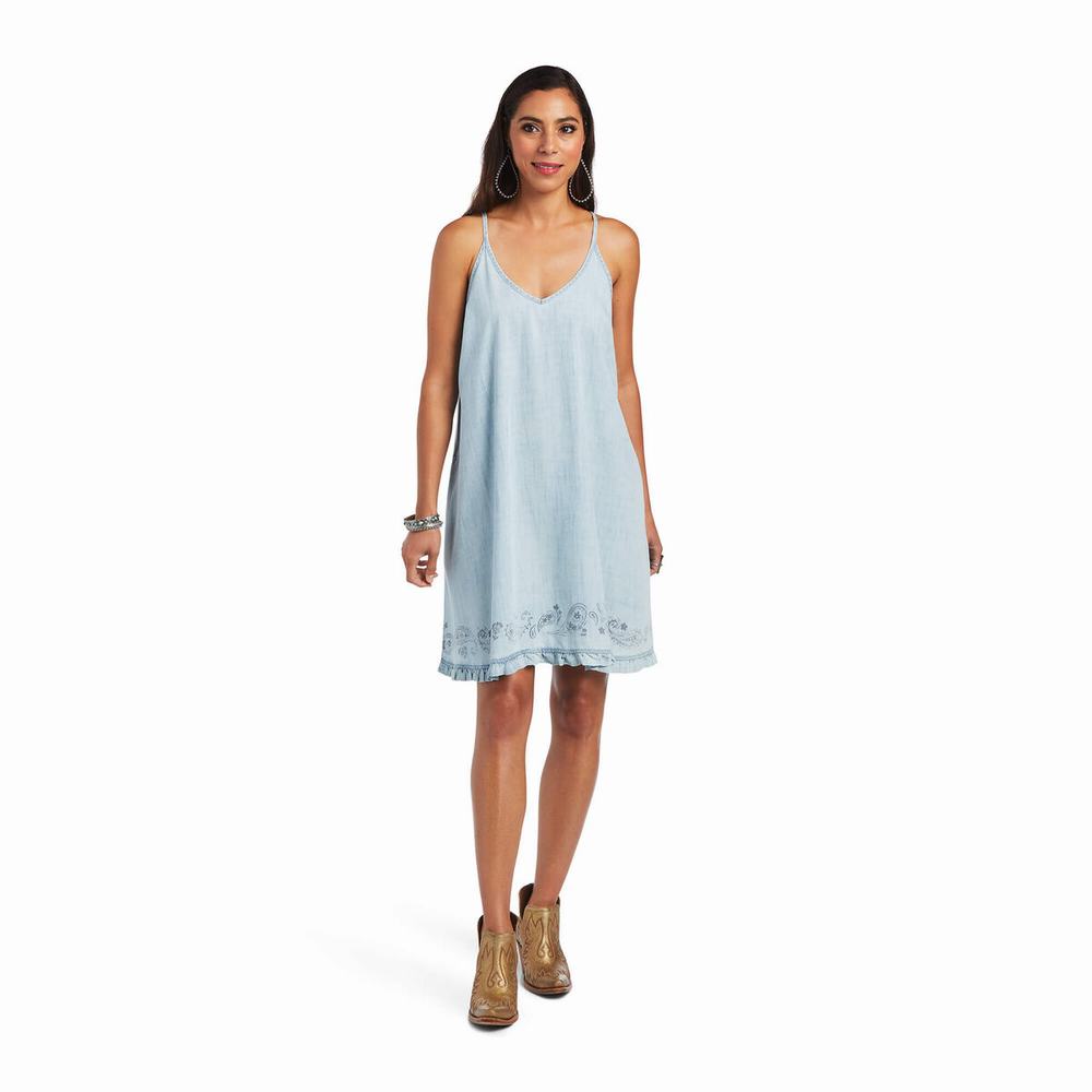 Light Blue Women\'s Ariat Meadow Dress | 2749-CDNEK