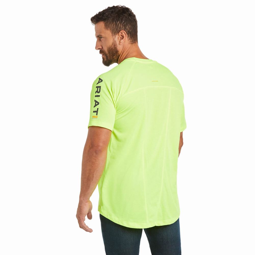 Light Green Men's Ariat Rebar Heat Fighter Short Sleeve | 0763-EXSVF