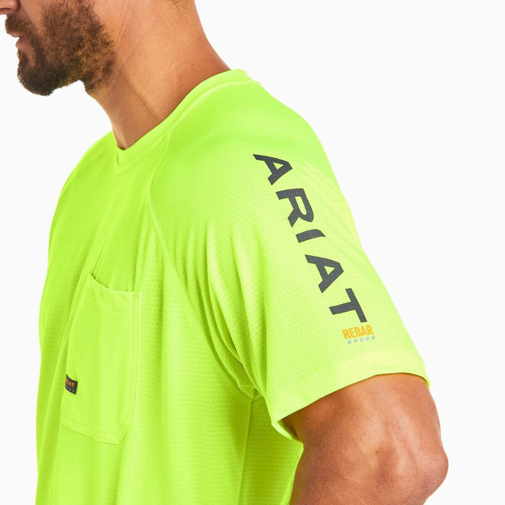 Light Green Men's Ariat Rebar Heat Fighter Short Sleeve | 0763-EXSVF