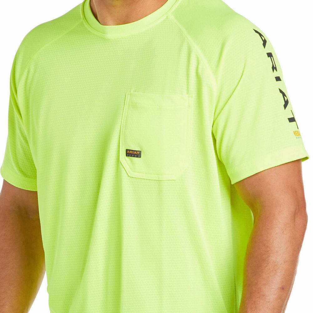 Light Green Men's Ariat Rebar Heat Fighter Short Sleeve | 0763-EXSVF