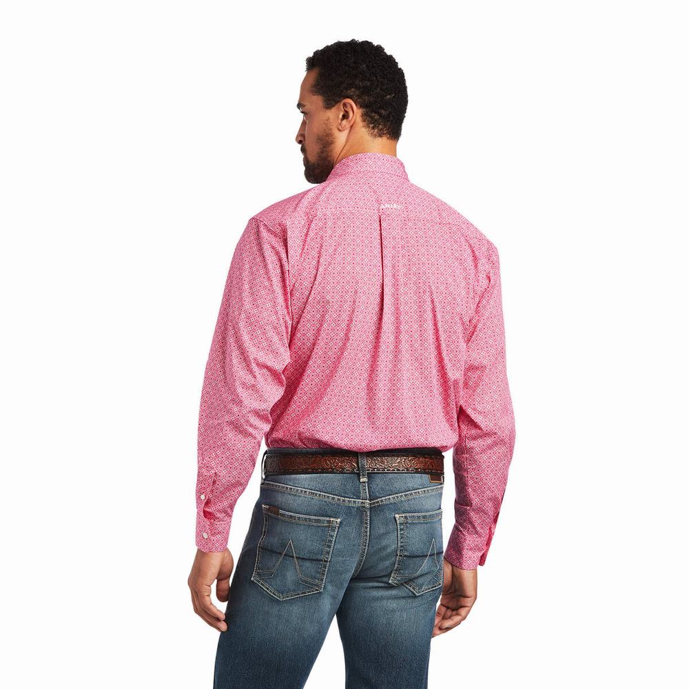 Light Rose Men's Ariat Malachi Stretch Classic Fit Shirts | 7104-VIJNS