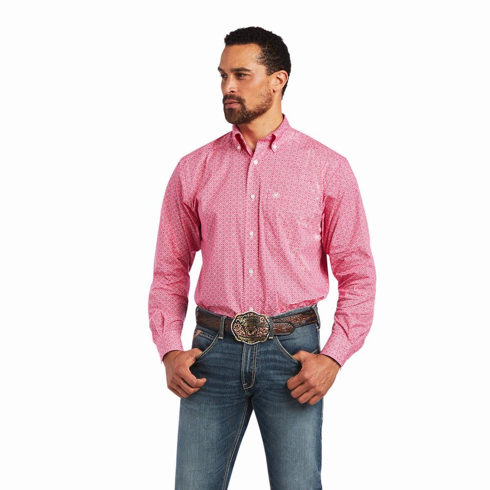 Light Rose Men\'s Ariat Malachi Stretch Classic Fit Shirts | 7104-VIJNS