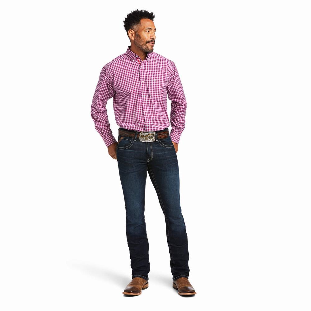 Light Rose Men's Ariat Pro Series Alexander Classic Fit Shirts | 5391-QNLDW