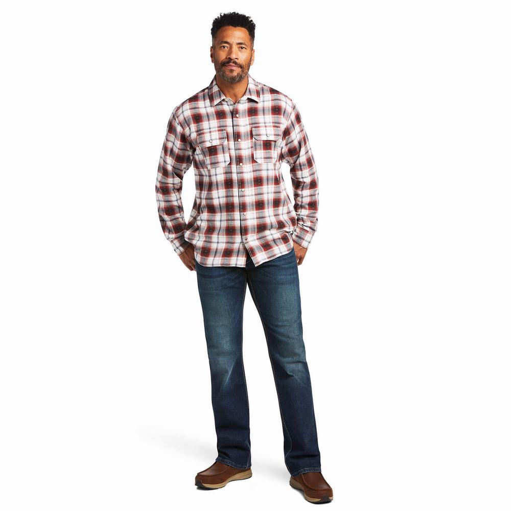 Light Yellow Men's Ariat Hayne Retro Fit Shirts | 7934-KZABS