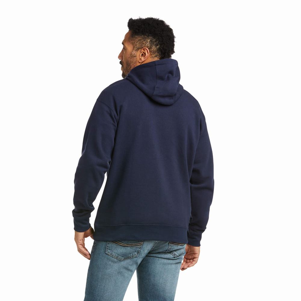 Navy Men's Ariat Basic Hoodies | 1063-UMQIR