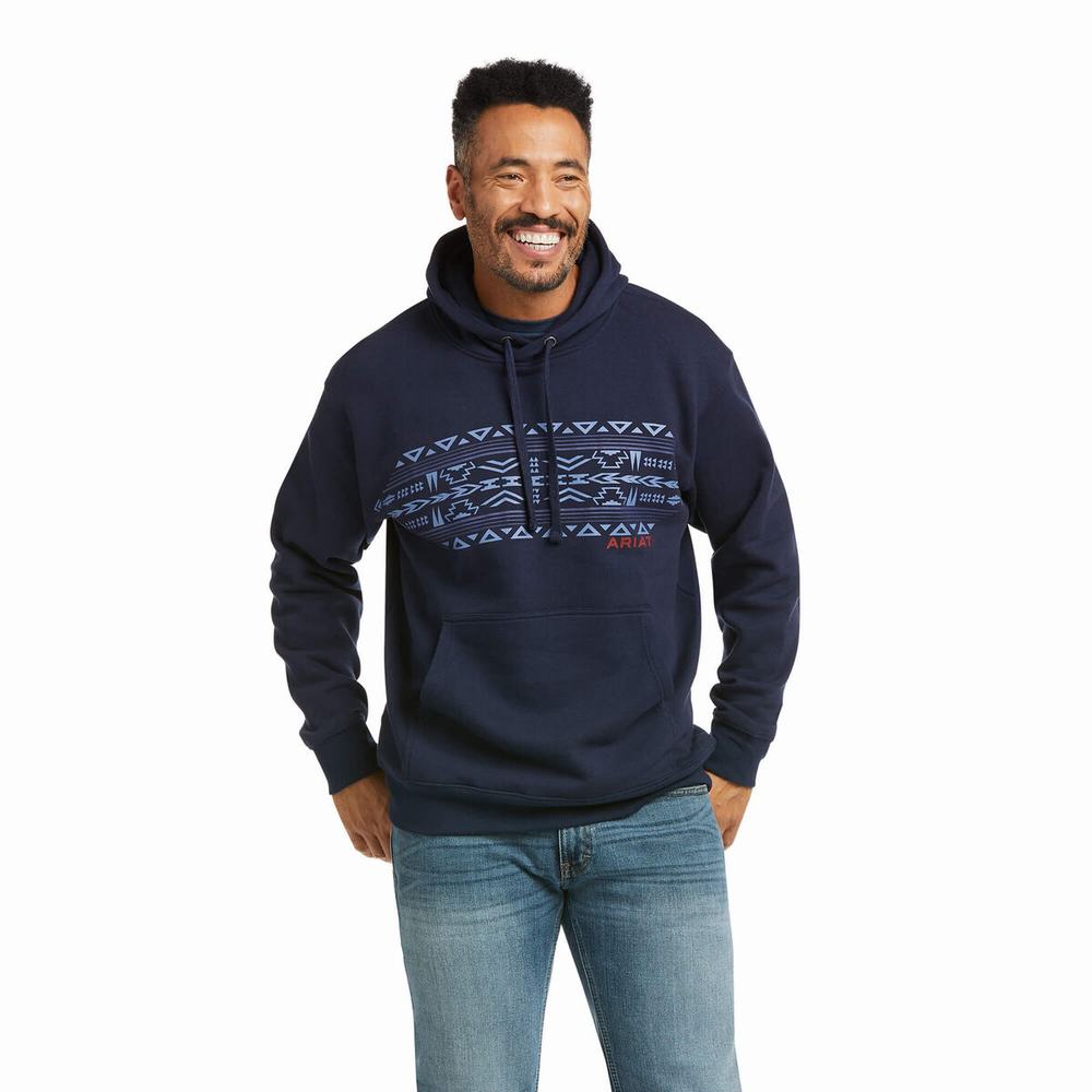 Navy Men\'s Ariat Basic Hoodies | 1063-UMQIR