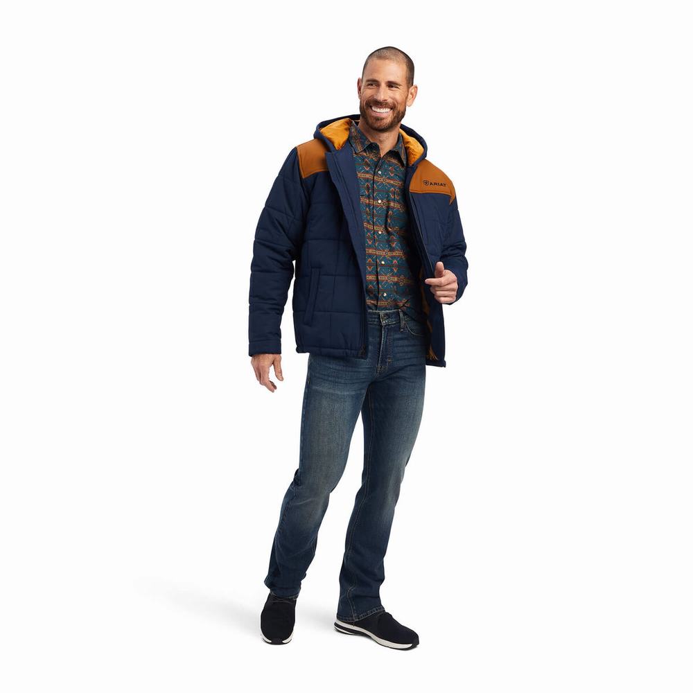 Navy Men's Ariat Crius Insulated Jackets | 2950-MTVQX