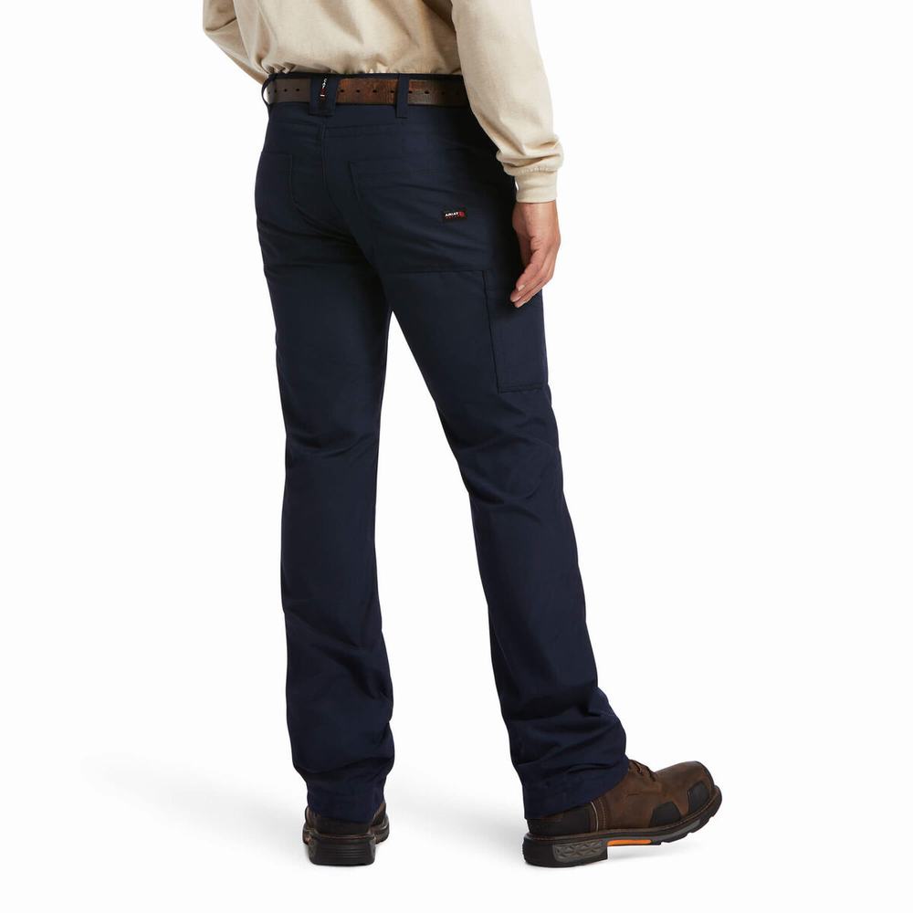 Navy Men's Ariat FR M5 DuraLight Ripstop Pants | 4590-JNYDW