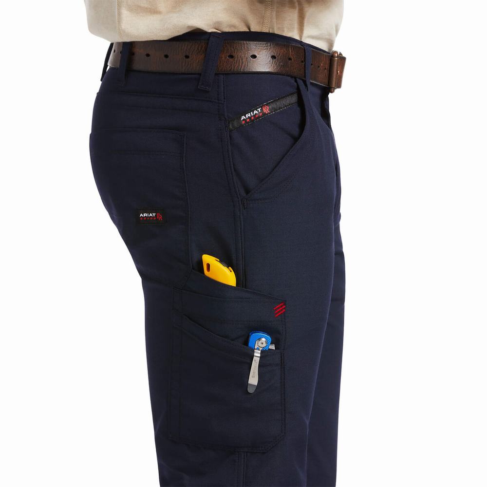 Navy Men's Ariat FR M5 DuraLight Ripstop Pants | 4590-JNYDW