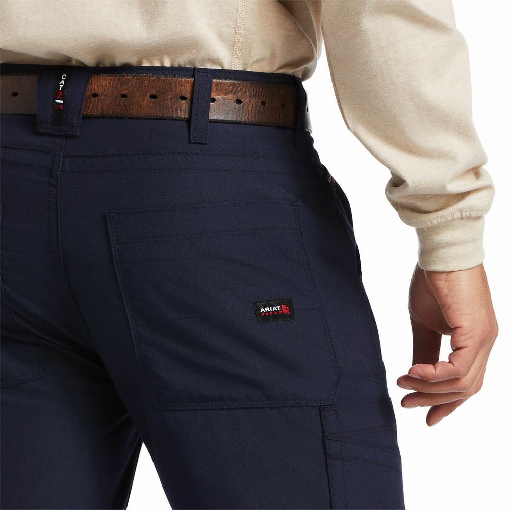 Navy Men's Ariat FR M5 DuraLight Ripstop Pants | 4590-JNYDW