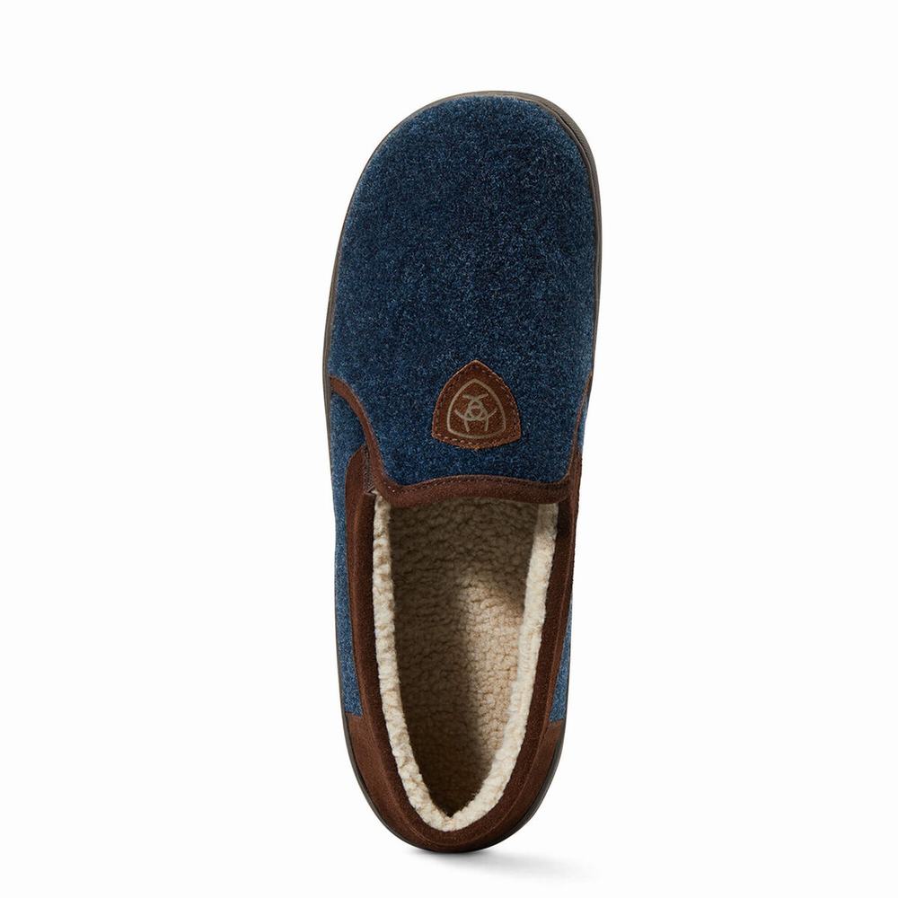 Navy Men's Ariat Lincoln Slippers | 0198-SDKJT