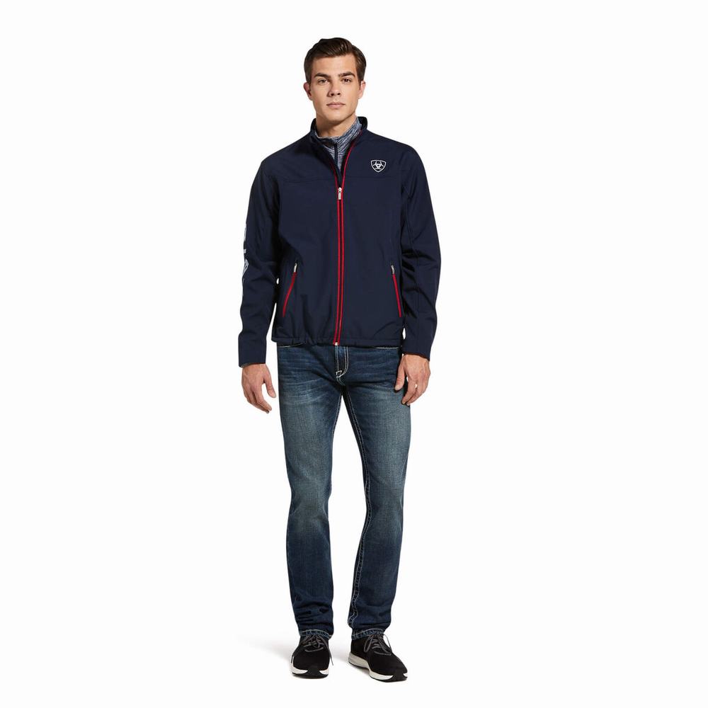 Navy Men's Ariat New Team Softshell English Riding | 4210-ZGQSL