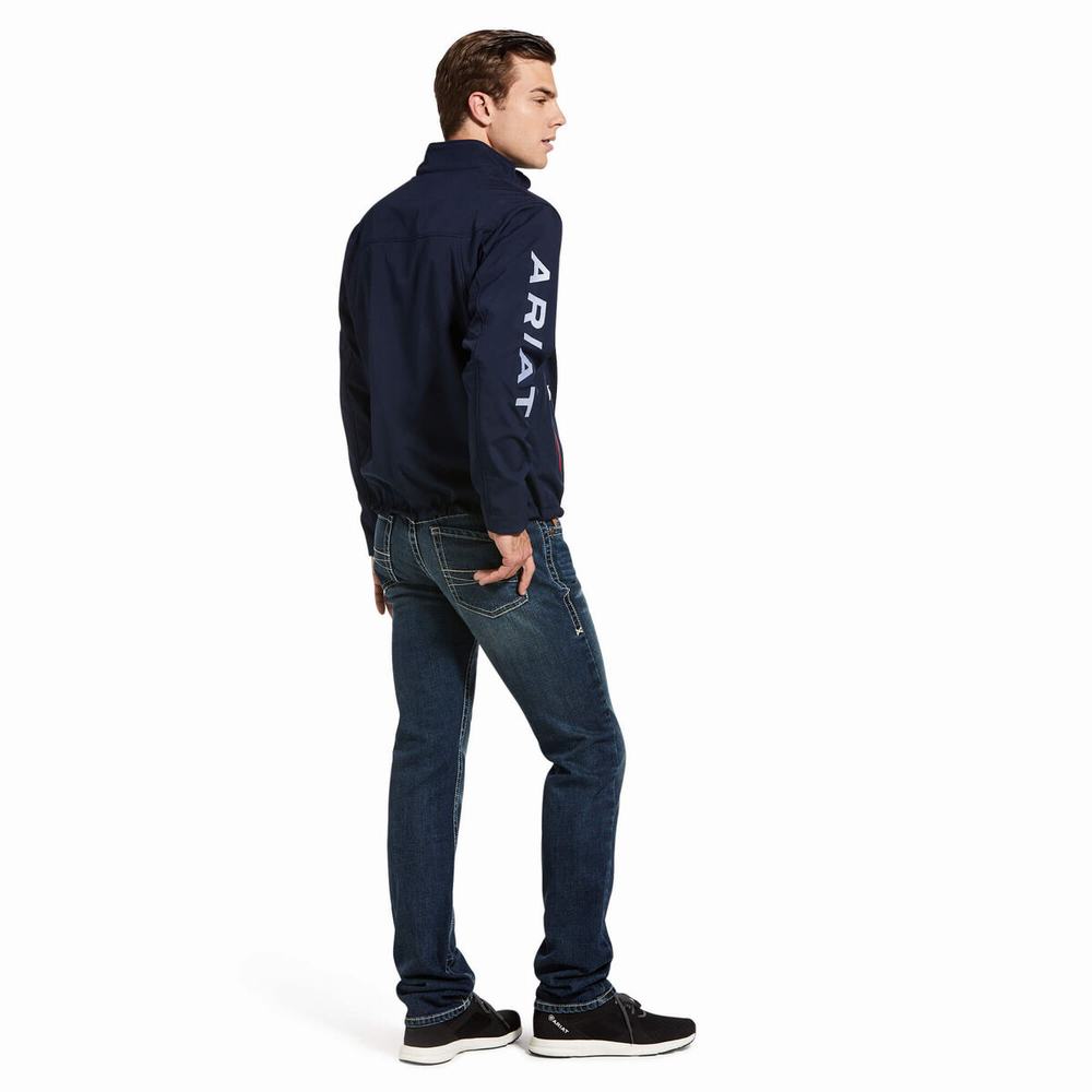 Navy Men's Ariat New Team Softshell English Riding | 4210-ZGQSL