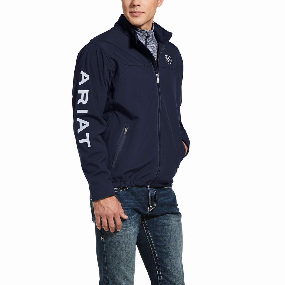 Navy Men\'s Ariat New Team Softshell English Riding | 4210-ZGQSL