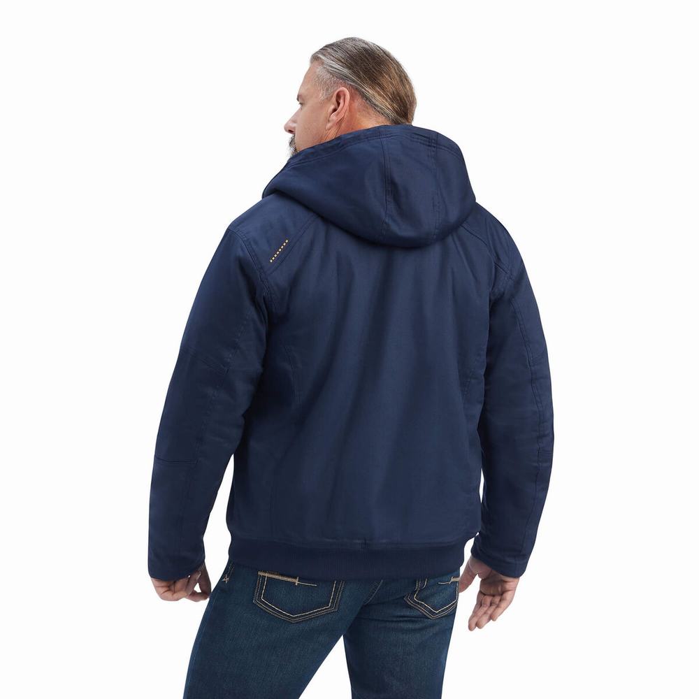 Navy Men's Ariat Rebar DuraCanvas Jackets | 6801-ETZLK