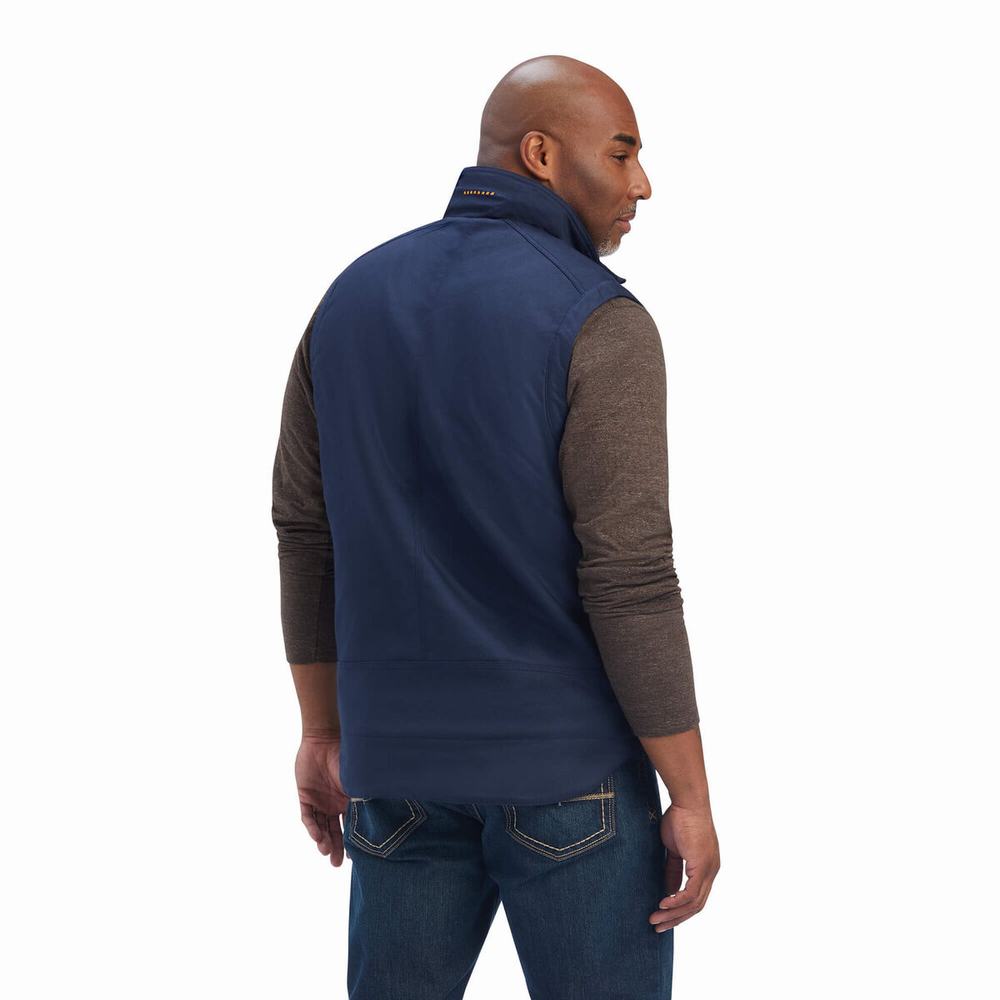 Navy Men's Ariat Rebar DuraCanvas Jackets | 7920-PXCFD