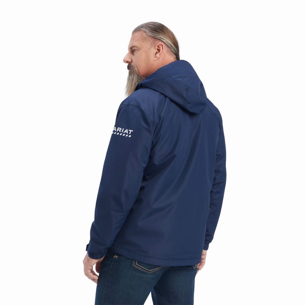 Navy Men's Ariat Rebar Stormshell Waterproof Jackets | 1376-XCJZU