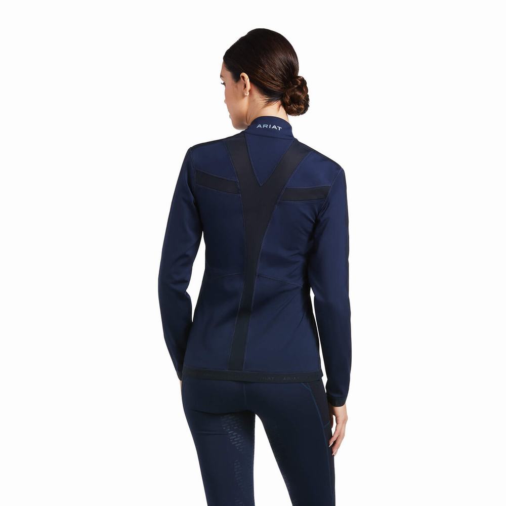 Navy Women's Ariat Ascent Full Zip Hoodies | 5689-HDQVC