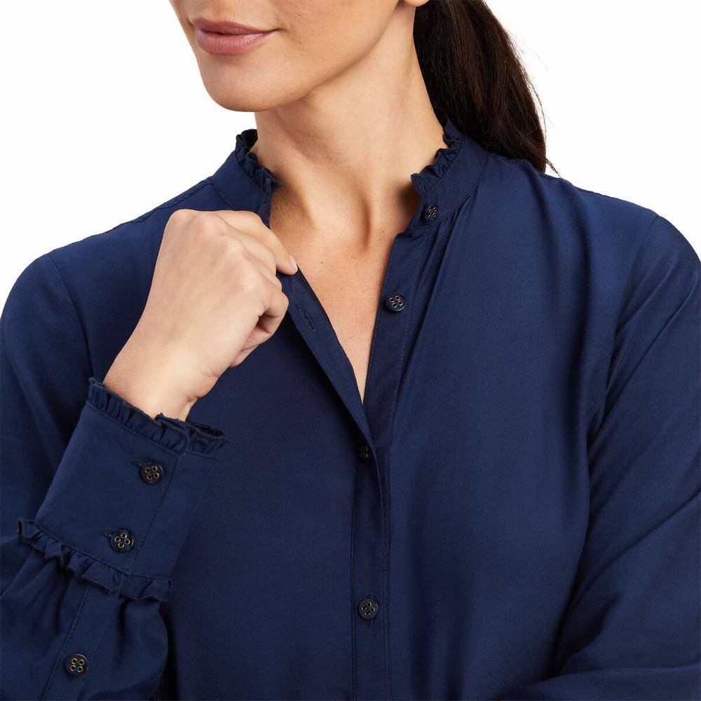 Navy Women's Ariat Clarion Tops | 2348-ECPWH