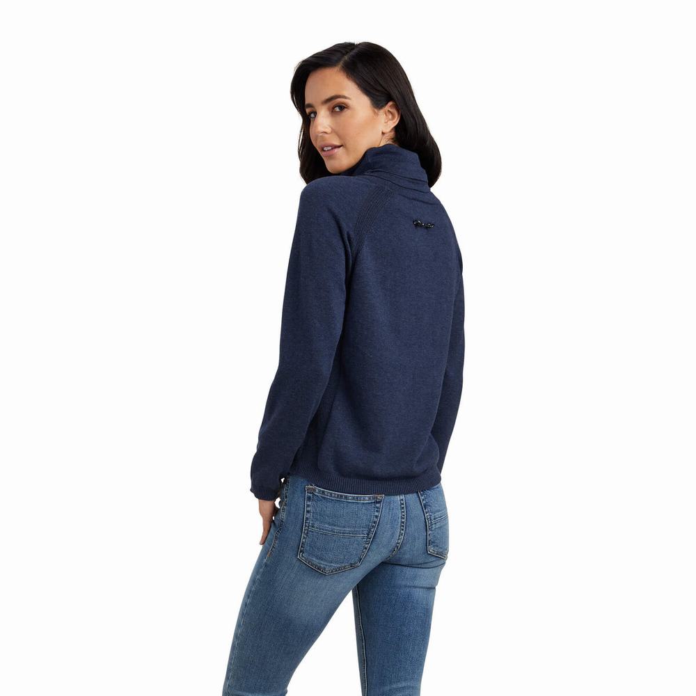 Navy Women's Ariat Lexi Sweaters | 6139-QIUSD