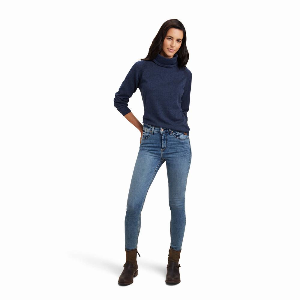 Navy Women's Ariat Lexi Sweaters | 6139-QIUSD