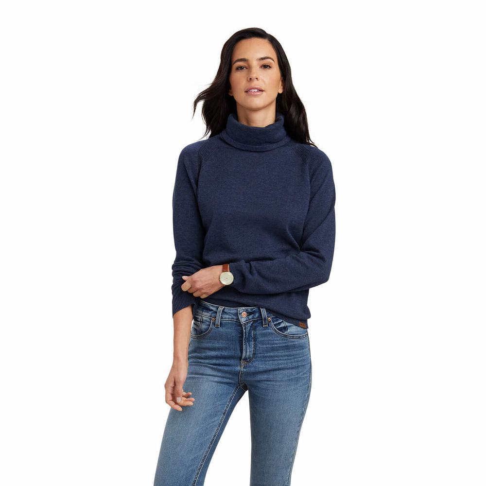 Navy Women\'s Ariat Lexi Sweaters | 6139-QIUSD