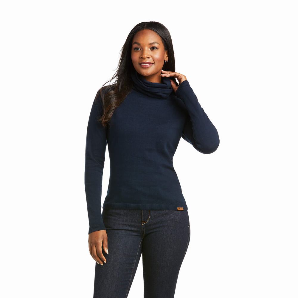 Navy Women\'s Ariat Lexi Sweaters | 6293-TCNZV