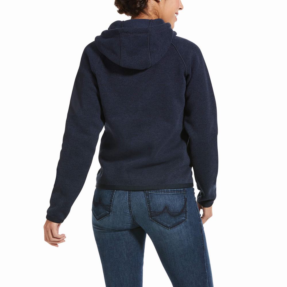 Navy Women's Ariat Polartec Flou Full Zip Hoodies | 0958-OXGAJ