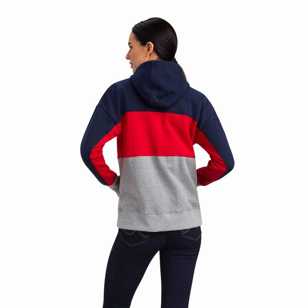 Navy Women's Ariat Rabere Team Hoodies | 7416-TNMQI