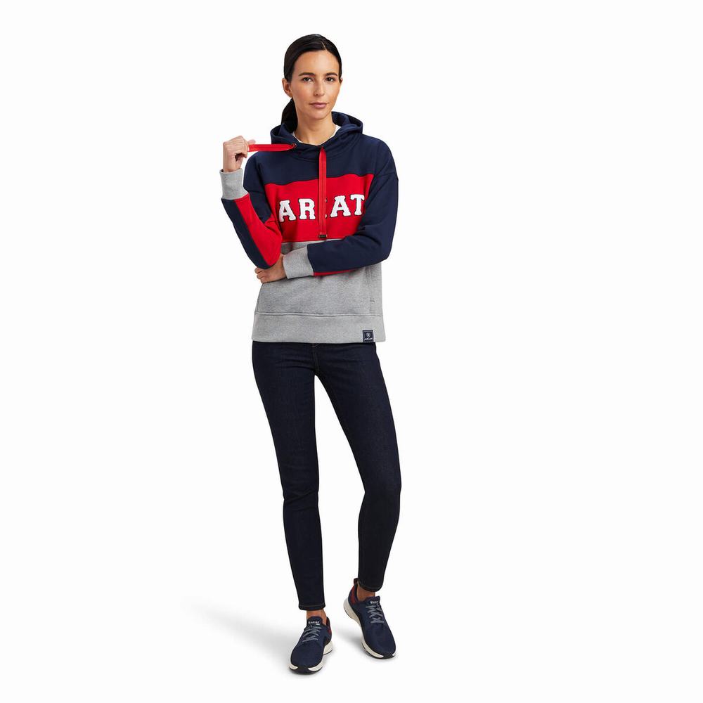 Navy Women's Ariat Rabere Team Hoodies | 7416-TNMQI