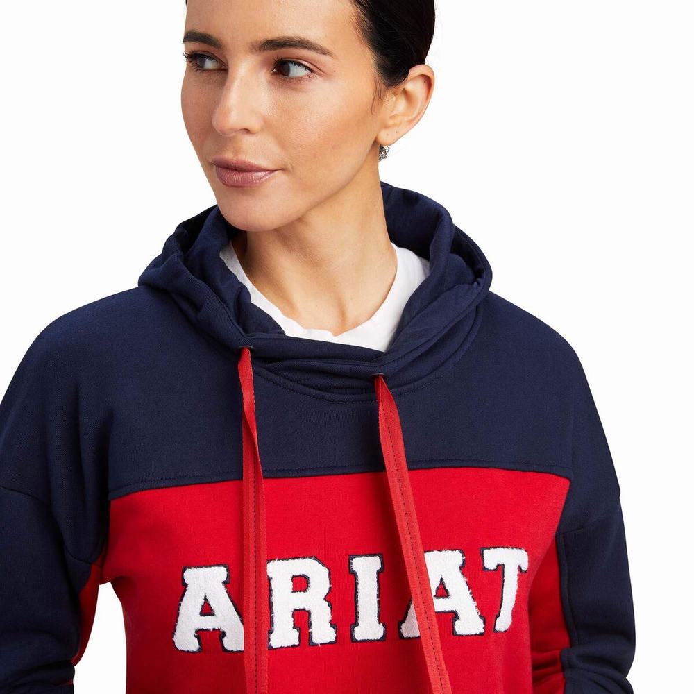 Navy Women's Ariat Rabere Team Hoodies | 7416-TNMQI