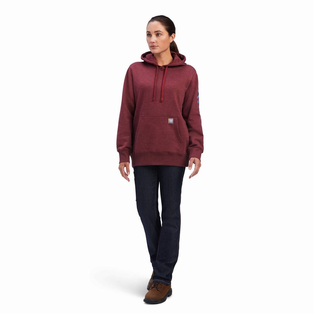 Navy Women's Ariat Rebar Graphic Hoodies | 1752-PNAFY