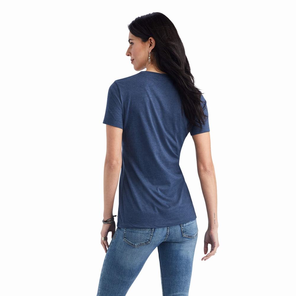 Navy Women's Ariat Star Calf Tops | 8650-HORDN