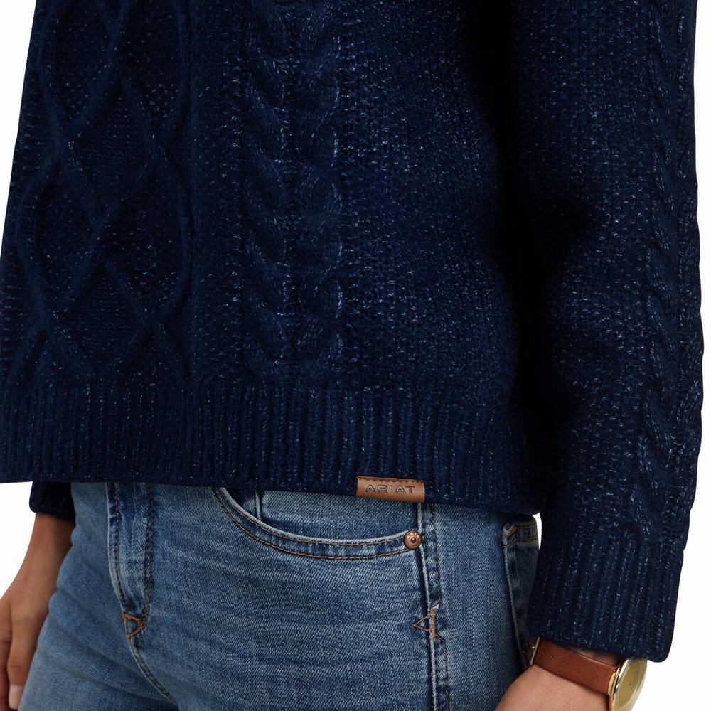 Navy Women's Ariat Winter Quarter Sweaters | 1597-TWAHU