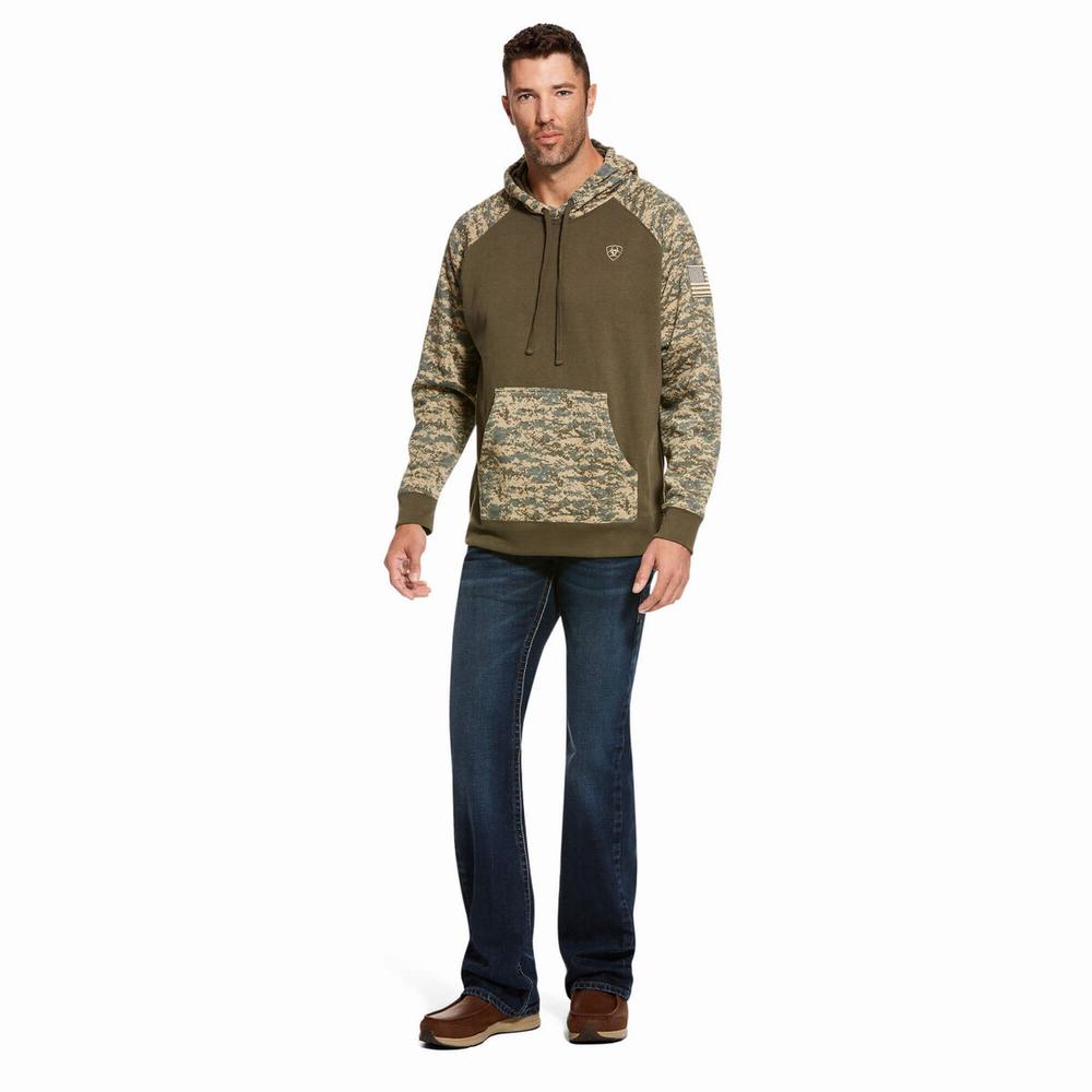 Olive Camo Men's Ariat Patriot Hoodies | 3250-CODKX