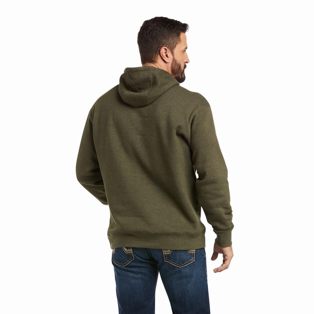 Olive Men's Ariat Basic Hoodies | 7413-YGHMU