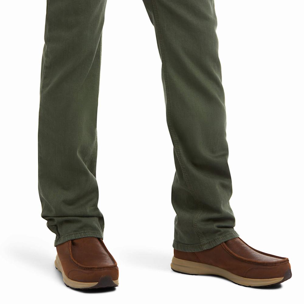 Olive Men's Ariat M7 Rocker Stretch Grizzly Straight-Fit Jeans | 1582-WMTEV