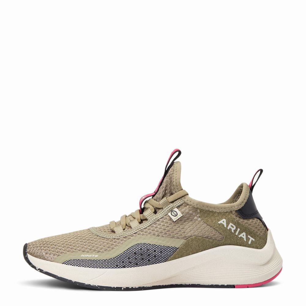 Olive Women's Ariat Ignite Eco Sneakers | 3509-IRBEM