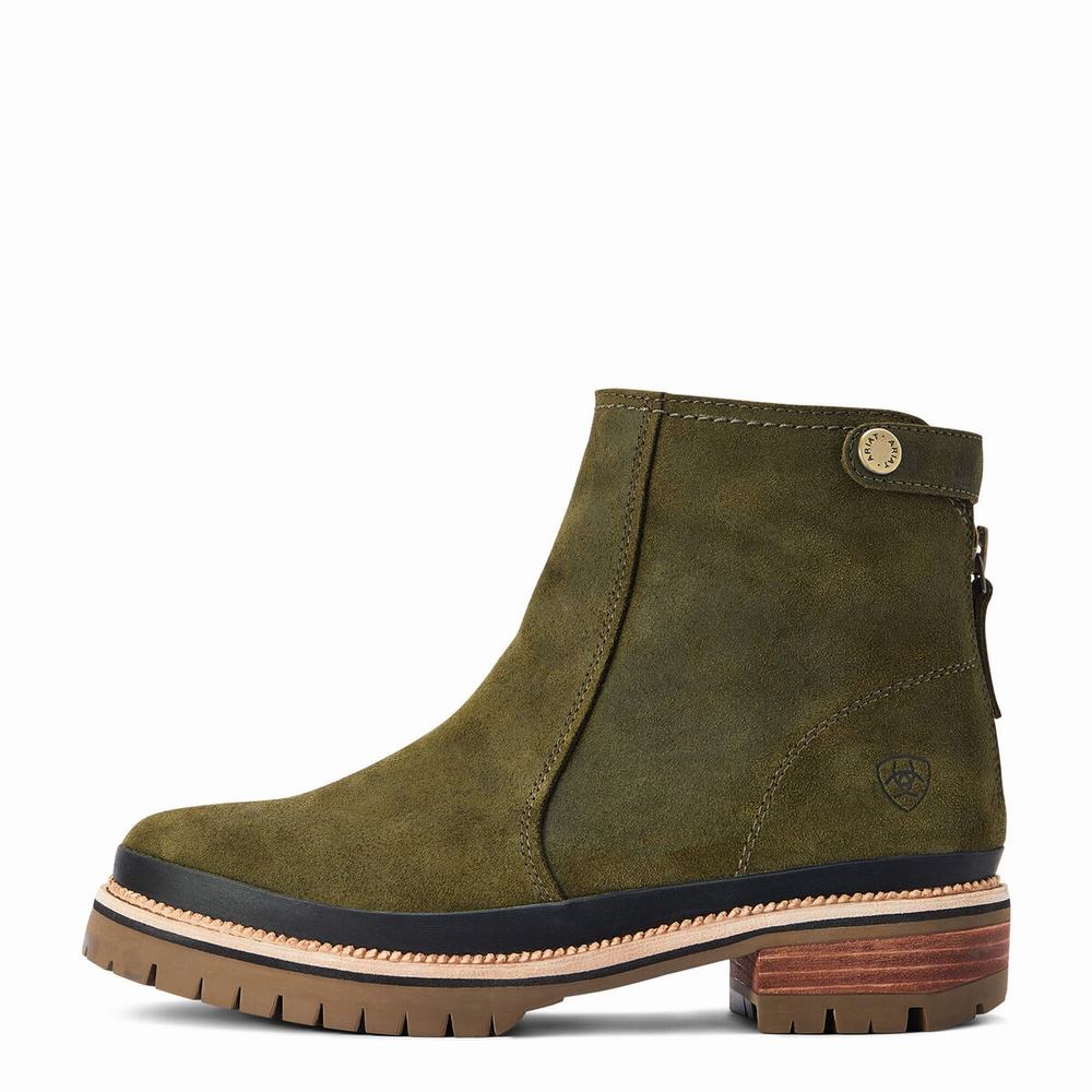 Olive Women's Ariat Leighton Waterproof Waterproof Boots | 0261-KFAVC