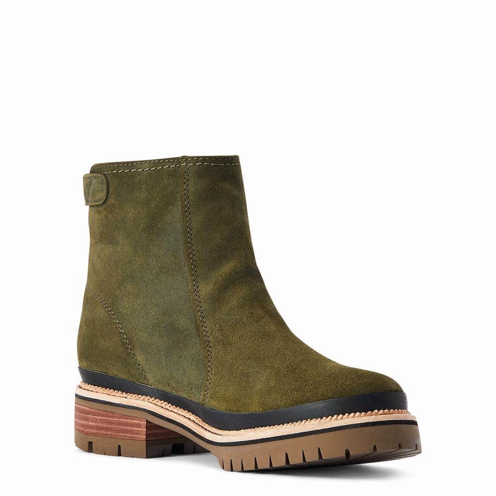 Olive Women's Ariat Leighton Waterproof Waterproof Boots | 0261-KFAVC