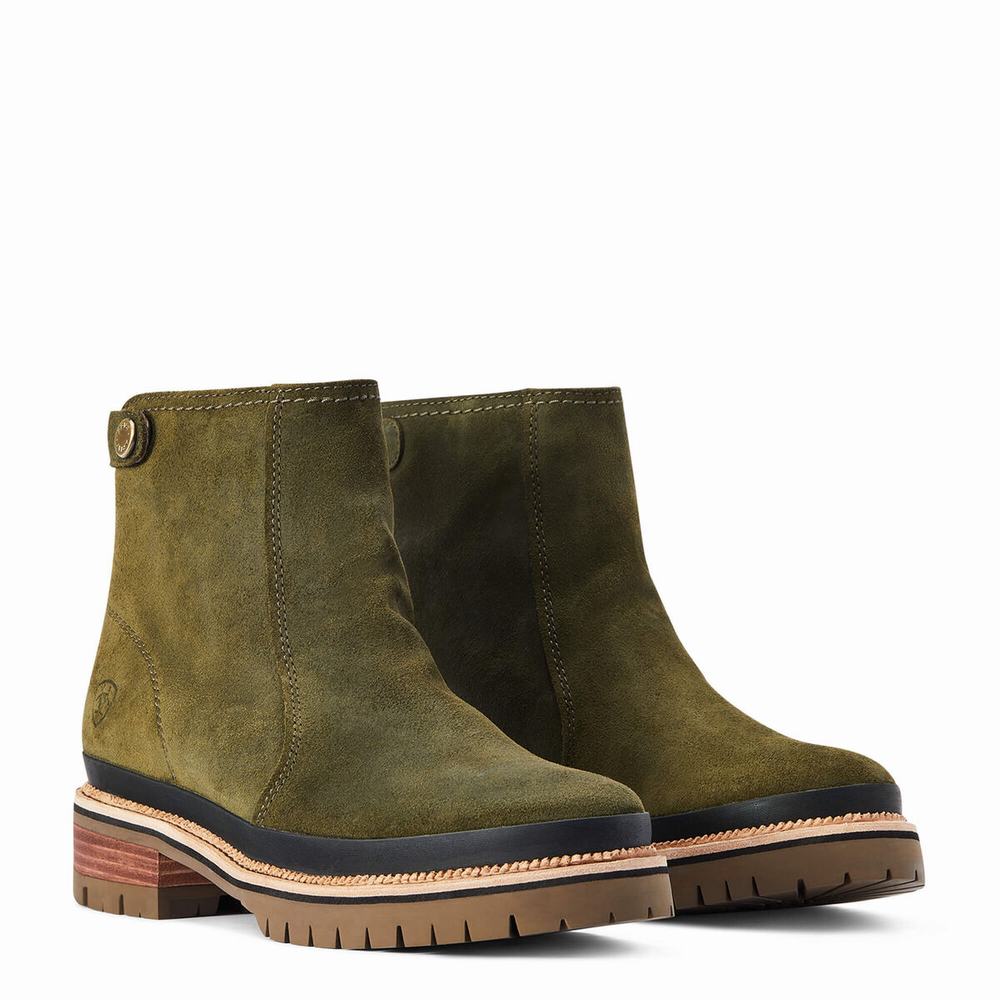 Olive Women's Ariat Leighton Waterproof Waterproof Boots | 0261-KFAVC